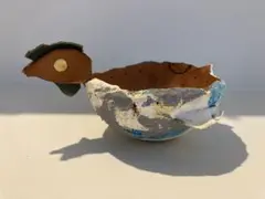 レア 曽田耕 レザー 革 小物入れ オブジェ 鳥
