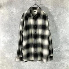 UNIQLO　ネルシャツ　長袖　シャドーチェック　ブラック　コットン100％