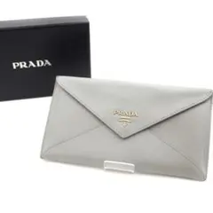 ✨美品✨PRADA ドキュメントケース グレー サフィアーノ 長財布 レター
