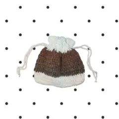 ブラウンとホワイトの巾着袋 ハンドメイド