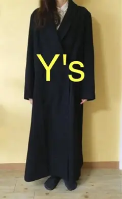Y's ワイズ 黒 ウール ロングコート ■美品■