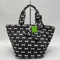未使用 kate spade ケイトスペード ハンド バッグ 白黒 リボン