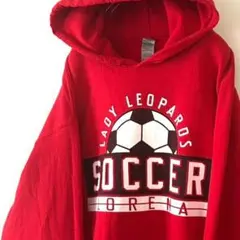 サッカー レディレオパーズ スウェット パーカー レッド 赤 古着