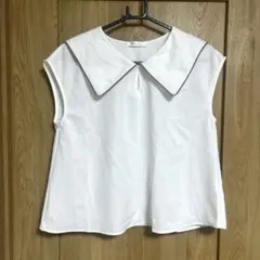 ノースリーブ ホワイト シャツ Ｌ 大きい襟