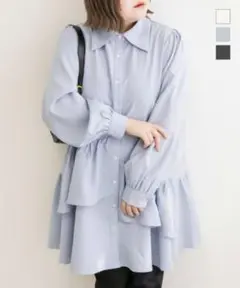 クレット　アシメティアード長袖シャツ　チュニック