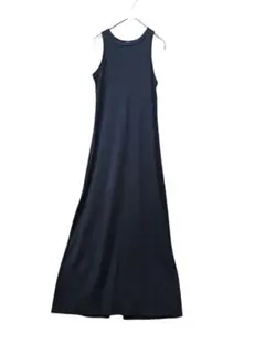 ブラック ノースリーブ ロングニットワンピース