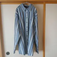 nyne 長袖シャツ 3XL-TALL 青系ストライプ