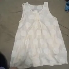 ベージュホワイト ドット柄 タンクトップ フリーサイズ　レーヨン混　Chloe風