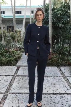 美品✩.*˚ZARAネイビー スリムフィット パンツスーツ