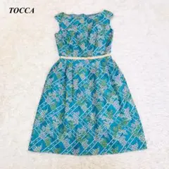 TOCCA トッカ 色鮮やか花柄刺繍ドレスワンピース サイズ0 ブルー □