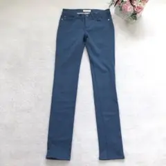ルスーク カラースキニーパンツ ストレッチ レディース シンプル カジュアル 青
