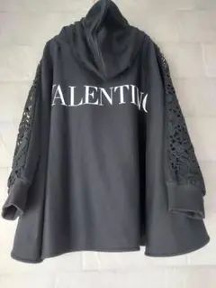 VALENTINO☆ジャージーマクラメオーバーサイズスウェットシャツ パーカー