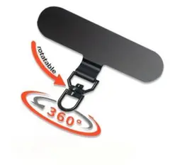 (新品)超薄型 ステンレス製 スマホストラップホルダー ブラック 360°回転式