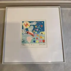 おかもとみわこ　シルクスクリーン　39/50 Amazon.co.jp: シルクスクリーン おかもとみわこ マンボウ 虹