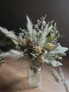 秋色紫陽花と季節の草花スワッグ