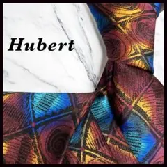 Hubert ウーベルト ネクタイ スクエア柄 ボルドー シルク