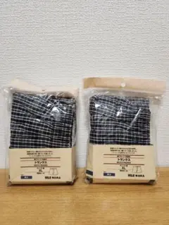 無印良品 綿ブロード・先染め トランクス チェック・紺 XL 2枚セット
