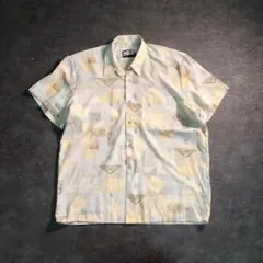【ヴィンテージ】総柄　パターンシャツ　半袖　お洒落タグ　古着used TSM8