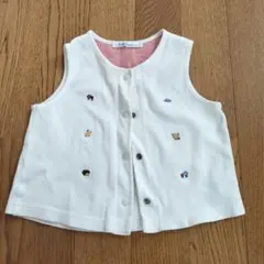 familiar ベビーベスト 80 ホワイト 刺繍