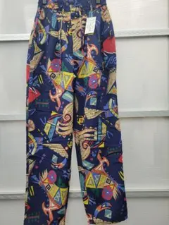 週末限定90s　児島　イージーパンツ　ユニセックス　総柄　新品　未使用　タグ付き