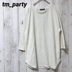 【tm_party】ワッフル生地　カットソー　5部袖　白　カジュアル　しまむら