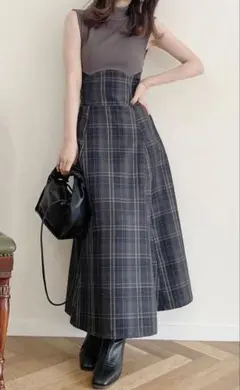 dazzlin チェックノースリーブコルセットワンピース　グレー　Sサイズ