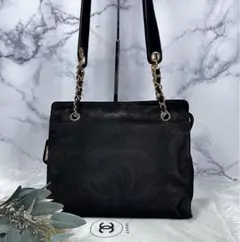 美品⭐️シャネル スエード×レザー チェーン トートバッグA-0463