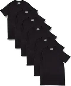 インナーシャツ クルーネック メンズ 半袖 Tシャツ 黒 L 6枚組