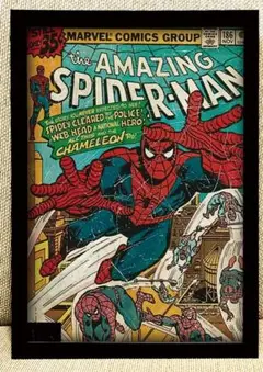 N697 スパイダーマン　アメリカンレトロ　ポスター　額付き
