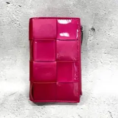 ボッテガ 二つ折り財布 マキシイントレチャート アザレア パテント エナメル