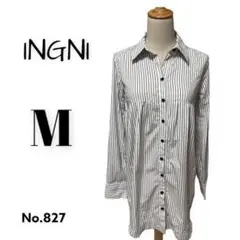 【イング】シャツ ロングシャツ ストライプ M レディース 春