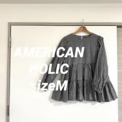 AMERICAN HOLICギンガムチェック柄テイアード長袖チュニックsizeM