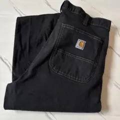 【W34L34】カーハート キレイめシルエット ストレート 黒ブラックメンズ古着