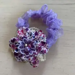 新品　かわいい花柄ラベンダーシュシュ　セントファーム