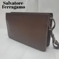 美品 サルバトーレフェラガモ クラッチバッグ セカンドバッグ レザー ブラウン