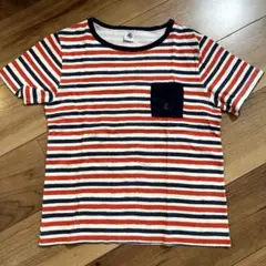 petit Bateau ボーダーポケットTシャツ 140 赤　ネイビー