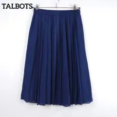 美品 TALBOTS ブルー系 プリーツスカート ウエストゴム ミモレ丈 着痩せ