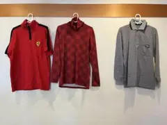 ポロシャツ 3点セット レッド 赤チェック グレー
