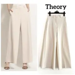極美品★Theory★定価3.6万★洗える★シアサッカー★ワイドパンツ★S★00
