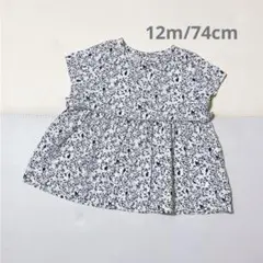 PETITBATEAU プチバトー　小鳥柄ブラウス　12m/74cm