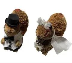 たわしアニマル　リス　ペア結婚式　新郎新婦