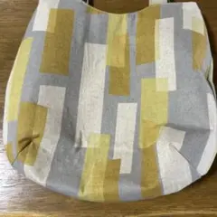 幾何学模様 グレー イエロー グラニーバッグ