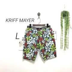 7053-2 KRIFF MAYER 総柄ハーフパンツ L コットン リネン