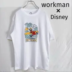 レア】workman ワークマン　ディズニー　サーフィン　グーフィ　速乾　白T