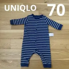 ストライプロンパース ネイビー 70cm