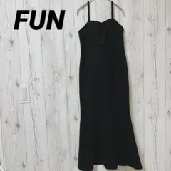 【ファン】キャミワンピース　マーメイドスカート　黒　スエード風生地　F