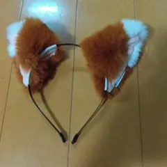 きつねカチューシャ オレンジと白