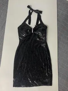 スパンコール　パーティ　ミニドレス　黒