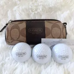 【新品】COACH コーチ ゴルフボールケース&ロゴ入りゴルフボール3個
