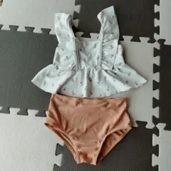 バースデイ　futafuta　水着　花柄セパレート水着 女の子用　110cm
